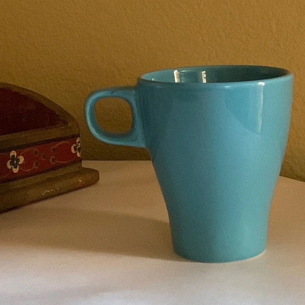 4” blue Ikea coffee cup tea glass mug new